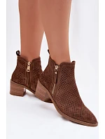 Dámské perforované kotníkové boty Vinceza 58621 Hnědé Dámské perforované kotníkové boty Vinceza 58621 Hnědé