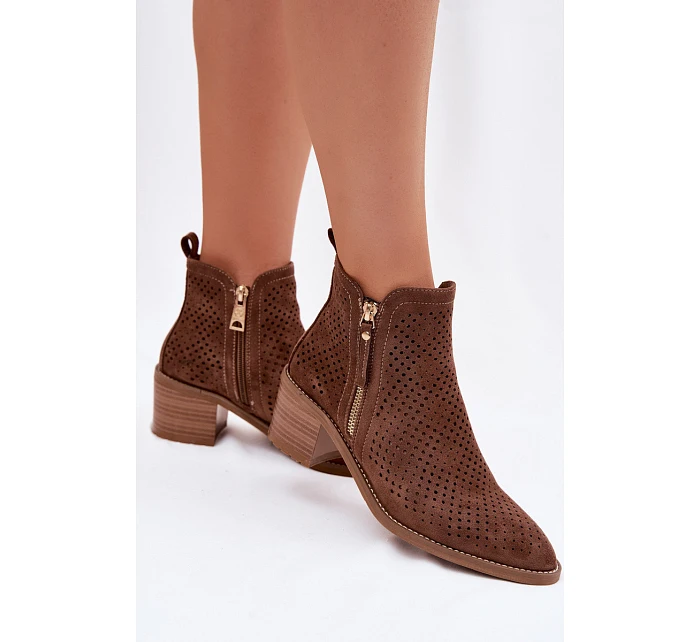 Dámské perforované kotníkové boty Vinceza 58621 Hnědé Dámské perforované kotníkové boty Vinceza 58621 Hnědé