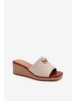 Dámské sandály na platformě s pleteniny Béžové model 22101415 - SERGIO LEONE Dámské sandály na platformě s pleteniny Béžové model 22101415 - SERGIO LEONE