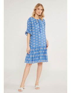 Monnari Mini šaty Ažurové dámské šaty s volánky Multi Blue