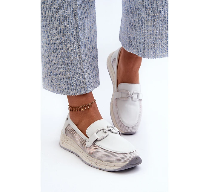 Dámské kožené mokasíny D&A TW210 bílé - S.Barski