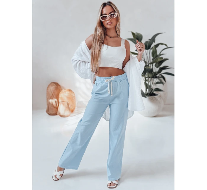 Dámské ležérní kalhoty s širokými nohavicemi BOHO DAY světle modré FashionStreet UY2651 Dámské ležérní kalhoty s širokými nohavicemi BOHO DAY světle modré FashionStreet UY2651