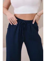 Viskózové kalhoty se širokými nohavicemi Námořnická modř Viskózové kalhoty se širokými nohavicemi Námořnická modř