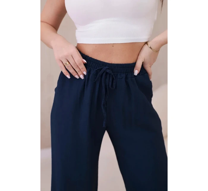 Viskózové kalhoty se širokými nohavicemi Námořnická modř Viskózové kalhoty se širokými nohavicemi Námořnická modř