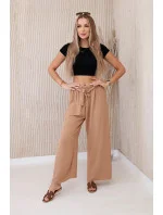 Kalhoty s širokým pasem velbloud Kalhoty s širokým pasem velbloud