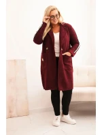 Dámský kabát Plus Size z umělé ovčí vlny s kapsami bordový Dámský kabát Plus Size z umělé ovčí vlny s kapsami bordový