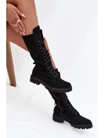 Semišové kotníkové boty se šněrováním do půli  Černé model 21707488 - Zazoo