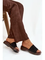 Dámské pantofle se zlatými sponami Černé Ferinna