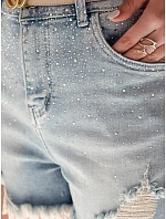 Dámské džínové šortky se zirkony LIKE A STAR modré FashionStreet SY0487 Dámské džínové šortky se zirkony LIKE A STAR modré FashionStreet SY0487