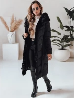 Dámská zimní dlouhá prošívaná bunda s kožešinou černá model 21991288 - Dstreet