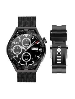 Chytré hodinky Rubicon RNCE88-2 Black- Černý silikonový řemínek + černý náramek