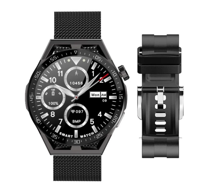 Chytré hodinky Rubicon RNCE88-2 Black- Černý silikonový řemínek + černý náramek Chytré hodinky Rubicon RNCE88-2 Black- Černý silikonový řemínek + černý náramek