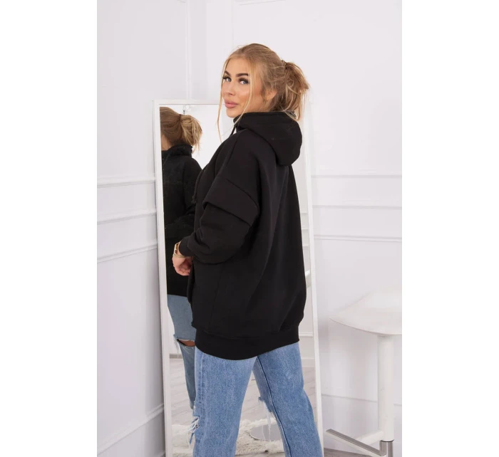 Zateplená mikina s polovičním zipem černá