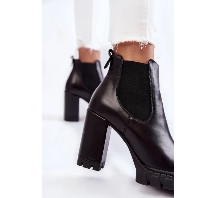 Kožené Boty Hladké Černé model 21602802 - Boto