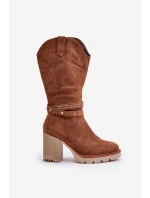 Dámské Kozačky Do  Na Podpatku Zateplené Camel model 21672457 - Boto