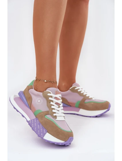 Semišové Dámské Tenisky Na Platformě Big Star RR274815 HI-POLY SYSTEM Růžové