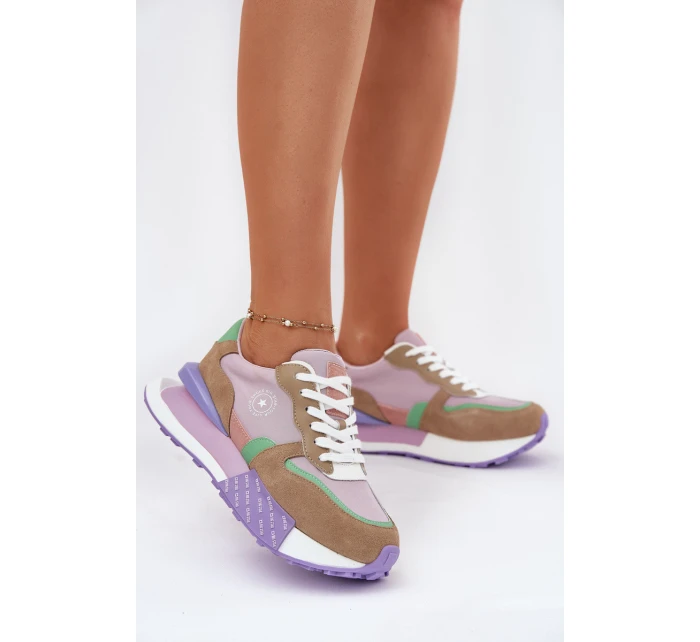 Semišové Dámské Tenisky Na Platformě Big Star RR274815 HI-POLY SYSTEM Růžové