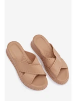 Zdobené dámské sandály na platformě z eko kůže Béžové model 21954702 - Boto