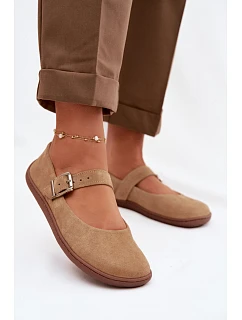 Baleríny Barefoot z přírodního semiše model 22069732 béžové - Zazoo