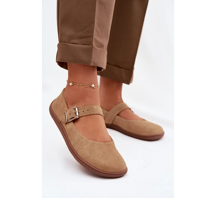 Baleríny Barefoot z přírodního semiše model 22069732 béžové - Zazoo