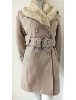 Dámský kabát na knoflíky Eva béžový - Italian Mode