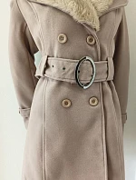 Dámský kabát na knoflíky Eva béžový - Italian Mode