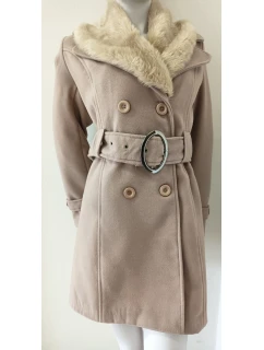 Dámský kabát na knoflíky Eva béžový - Italian Mode
