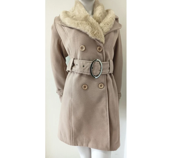 Dámský kabát na knoflíky Eva béžový - Italian Mode