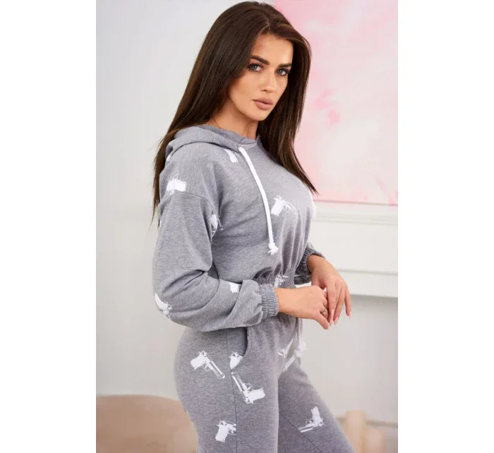 Sada s potiskem pistole šedá