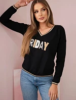 Dámská mikina s flitrovým nápisem černý