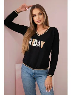 Dámská mikina s flitrovým nápisem černý