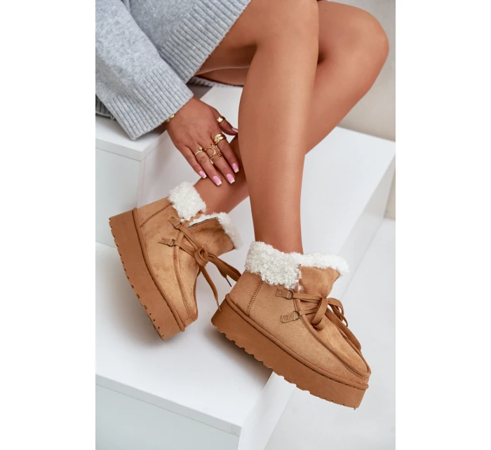 Dámské Sněhule Na Platformě S Kožíškem  Camel model 21678767 - Boto