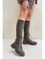 Návratové kozačky se svrškem z punčochy Ciemnozielone Iranel