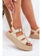 Dámské Sandály Na Platformě Béžové model 21696275 - Boto Dámské Sandály Na Platformě Béžové model 21696275 - Boto