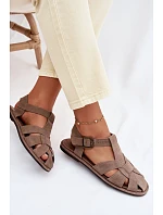 Dámské sandály Ploché z Semiše Big Star Béžové model 22064175 - Big Star Shoes Dámské sandály Ploché z Semiše Big Star Béžové model 22064175 - Big Star Shoes