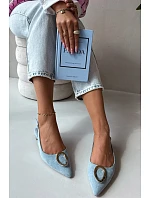 Dámské sandály na ploché podrážce s ozdobou modré Sparkle Dámské sandály na ploché podrážce s ozdobou modré Sparkle