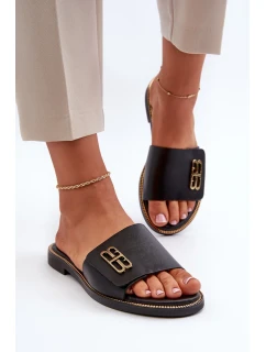 Zazoo Elegantní dámské kožené pantofle , černé