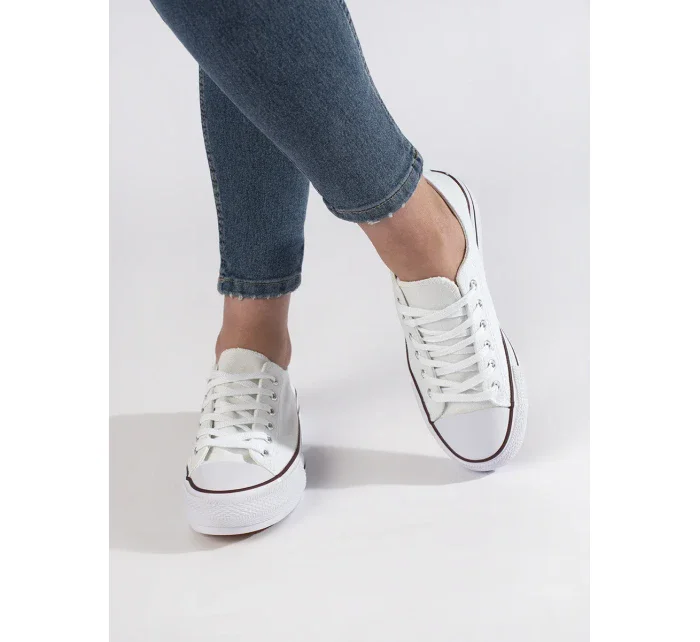 Zajímavé  tenisky bílé dámské bez podpatku