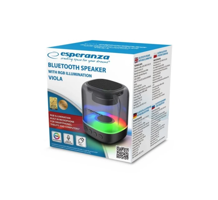 ESPERANZA BLUETOOTH REPRODUKTOR RGB VIOLA EP154