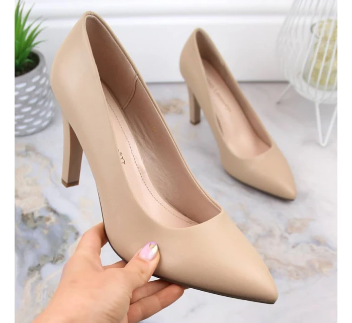 Sergio Leone W SK415B béžové lodičky na podpatku