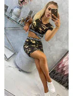Souprava halenky se sukní moro khaki+hnědá Souprava halenky se sukní moro khaki+hnědá