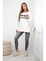 Mikina s vyšívaným nápisem ecru