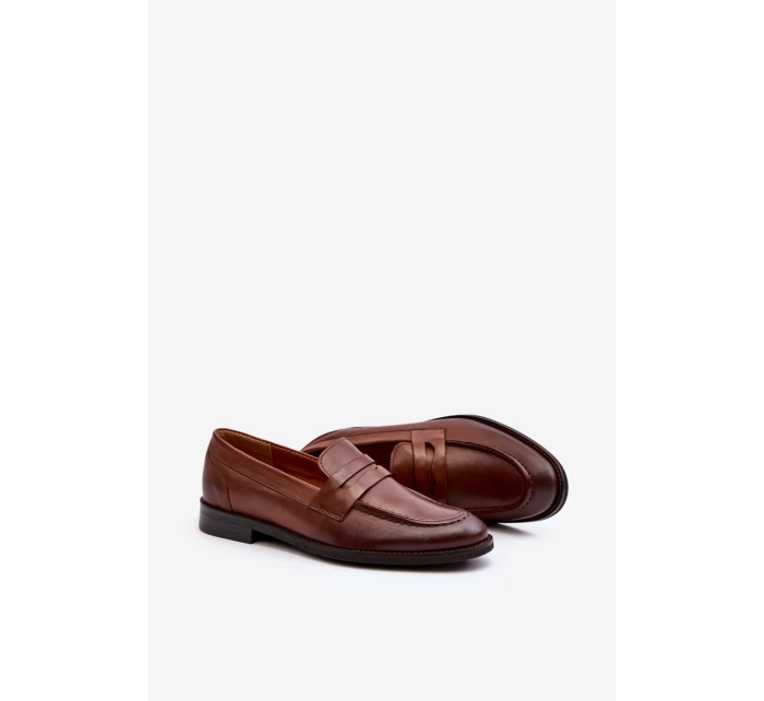 Mužské kožené polobotky Loafer Zazoo 1570/1 hnědé