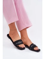 Ploché Dámské Pantofle S Páskem A Přezkou Černé Zilina Ploché Dámské Pantofle S Páskem A Přezkou Černé Zilina