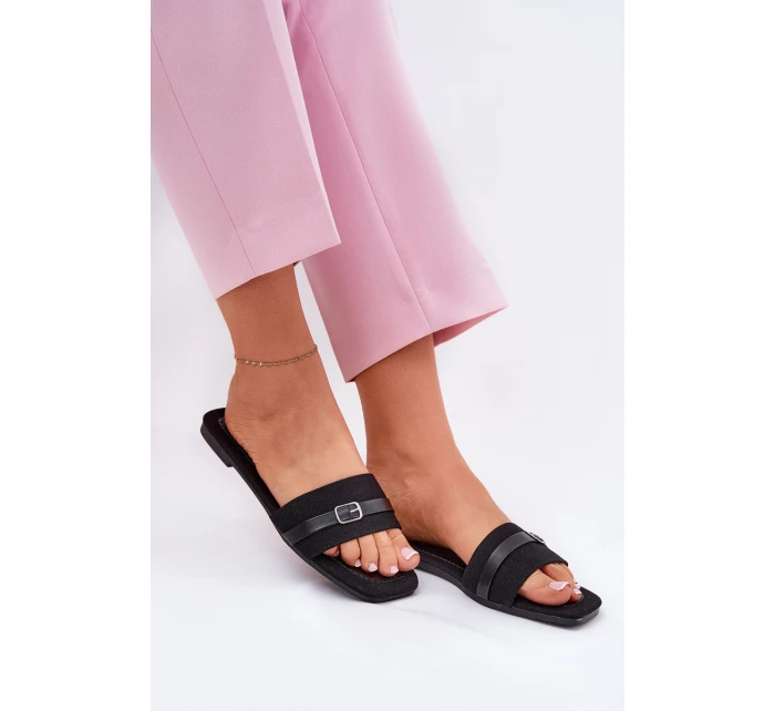 Ploché Dámské Pantofle S Páskem A Přezkou Černé Zilina Ploché Dámské Pantofle S Páskem A Přezkou Černé Zilina