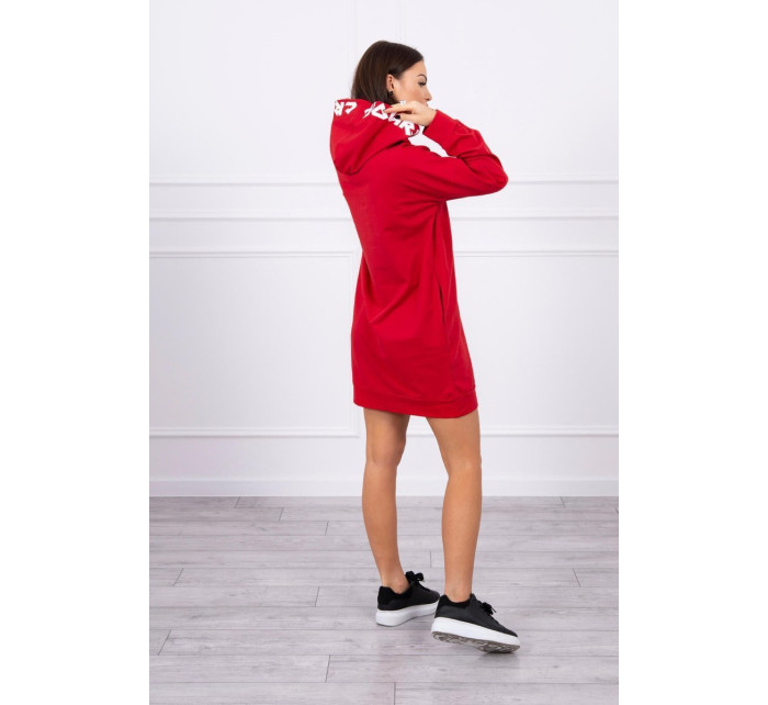 Šaty s kapucí Oversize červené