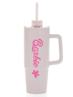BARBIE - světle růžový cestovní hrnek s průhledným víčkem 900 ml  