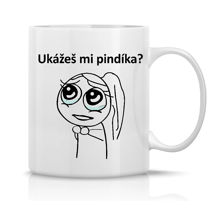 UKÁŽEŠ MI PINDÍKA? - klasický bílý keramický hrníček 300 ml UKÁŽEŠ MI PINDÍKA? - klasický bílý keramický hrníček 300 ml