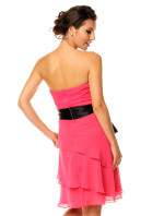Společenské šaty model 15042414 značkové s mašlí a sukní s volány růžové Růžová - Mayaadi