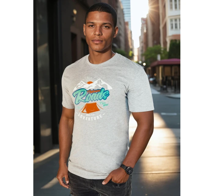 Pánské šedé tričko s potiskem Dstreet RX5401 Pánské šedé tričko s potiskem Dstreet RX5401